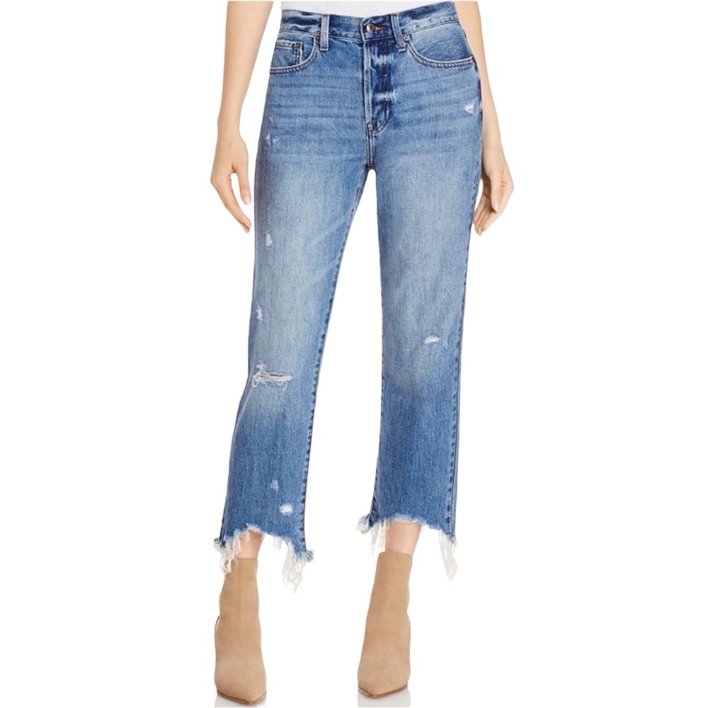 PISTOLA Jeans Charlie Distressed High Rise Straight Leg Button Fly Blue Size 25
